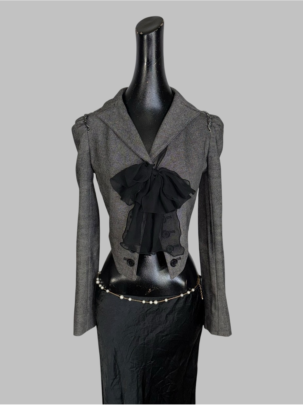 Robert Rodriguez Charcoal Gray Cropped Military-Style Blazer